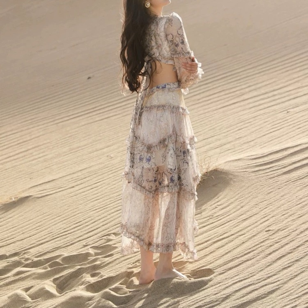 Elegant Cream Floral Women's Skirt